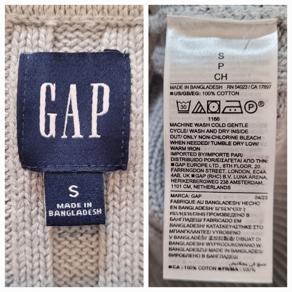 GAP 100% Cotton Dolman Rib V-Neck Sweater Vest, Heather Light Gray - Picture 2 of 14